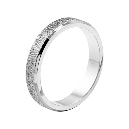 meditoys · Ring aus Edelstahl für Damen · Edelstahlring mit sandgestrahltem Mittelteil · schräger Rand · klassischer Schmuck für jeden Anlass · Breite 5mm von meditoys