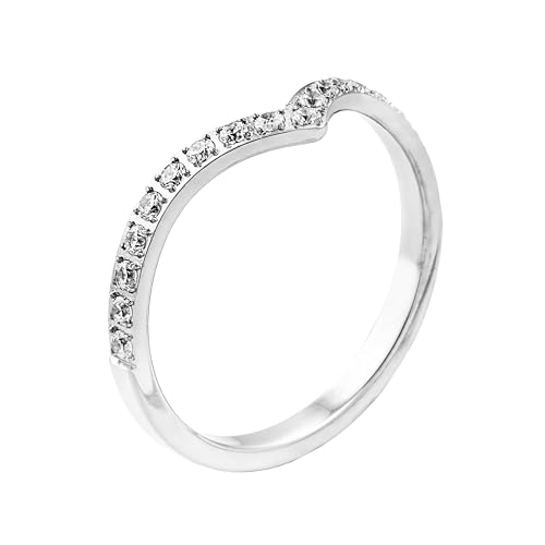 meditoys · Ring aus Edelstahl für Damen · Filigraner, eleganter Edelstahlring mit Kristallsteinen · Breite 2,5mm von meditoys