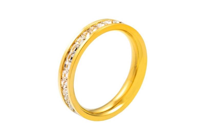 meditoys Fingerring Damen-Edelstahlring · Goldfarben mit funkelnden Kristall · 66 von meditoys