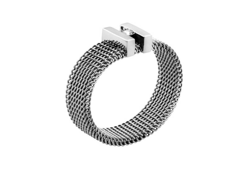 meditoys Fingerring Damen-Edelstahlring · Mesh-Ring (Schwarz/silber) mit Kristall · 60 von meditoys