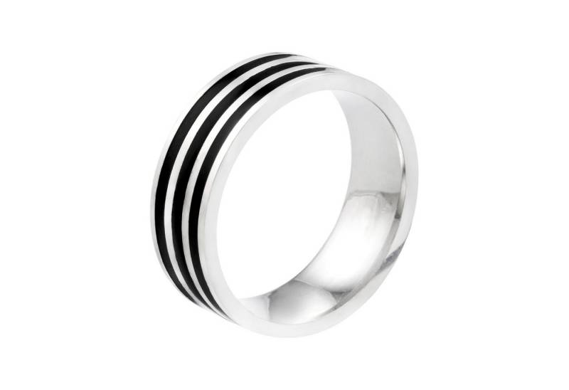 meditoys Fingerring Herren-Edelstahlring · mit Längsrillen in schwarz und silber · 63 von meditoys