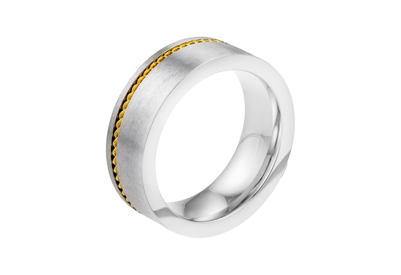 meditoys Fingerring Ring aus Edelstahl für Herren · mit eingelegtem goldfarbenen Draht von meditoys