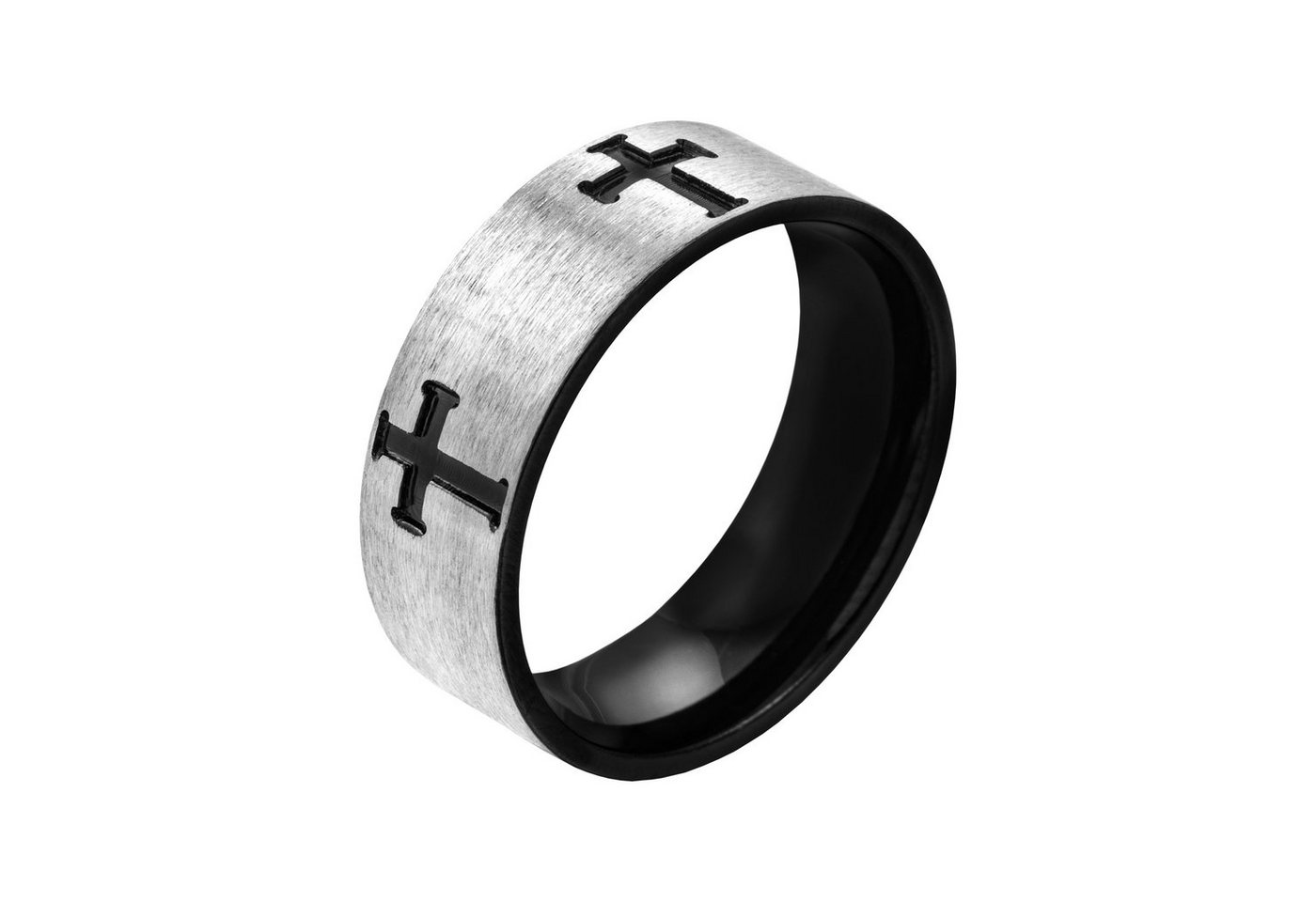 meditoys Fingerring Ring aus Edelstahl für Herren · Edelstahl/schwarz · Breite: 7,0 mm von meditoys