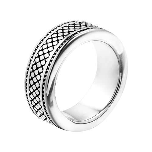 meditoys · Ring aus Edelstahl für Herren · Edelstahl mit schwarzem Muster · Breite: 9,0 mm · maskuliner Stil von meditoys