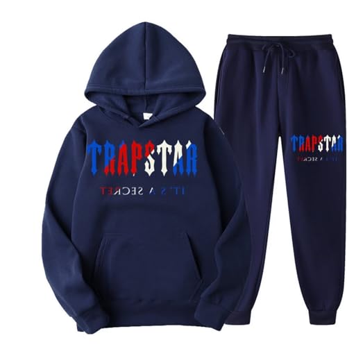 Men's and Women's Trapstar London Sportswear, Trapstar Two-Piece Sportswear Hoodie for Men and Women with Letter Print + Sports Trousers,B,L von meec
