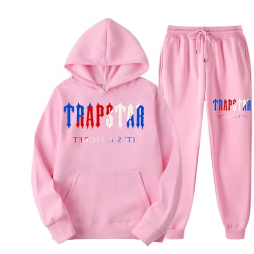 Men's and Women's Trapstar London Sportswear, Trapstar Two-Piece Sportswear Hoodie for Men and Women with Letter Print + Sports Trousers,C,L von meec