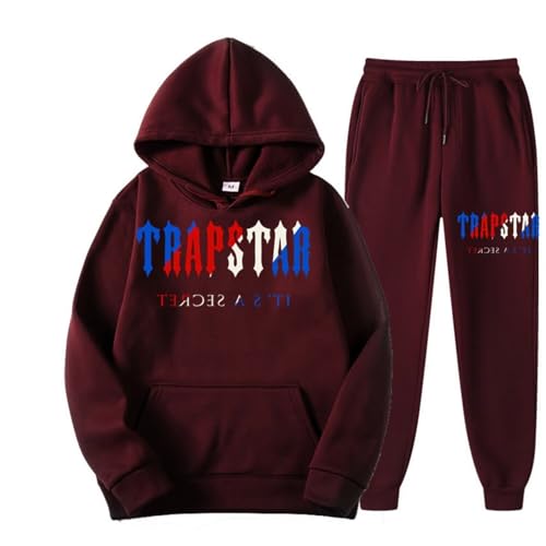 Men's and Women's Trapstar London Sportswear, Trapstar Two-Piece Sportswear Hoodie for Men and Women with Letter Print + Sports Trousers,RF,XL von meec