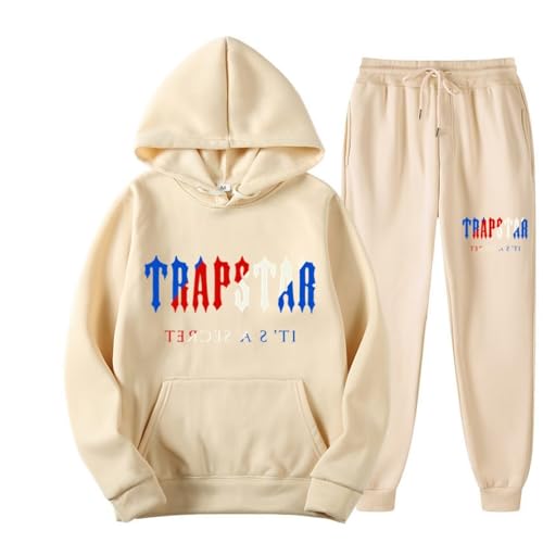 Men's and Women's Trapstar London Sportswear, Trapstar Two-Piece Sportswear Hoodie for Men and Women with Letter Print + Sports Trousers,RH,L von meec