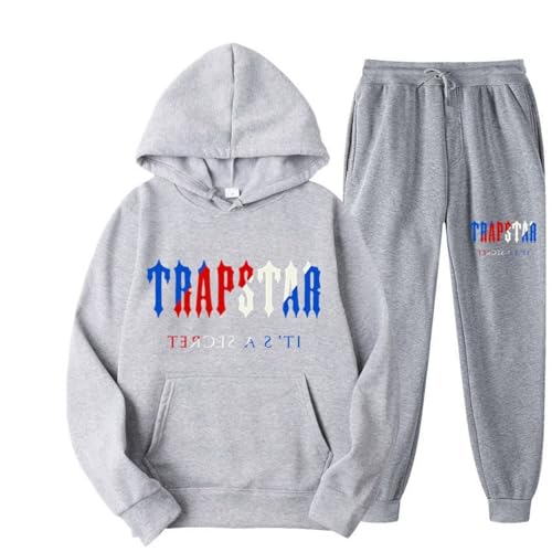 Men's and Women's Trapstar London Sportswear, Trapstar Two-Piece Sportswear Hoodie for Men and Women with Letter Print + Sports Trousers,RK,XL von meec