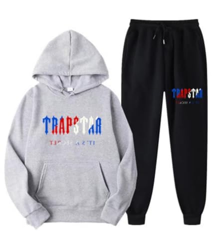 Men's and Women's Trapstar London Sportswear, Trapstar Two-Piece Sportswear Hoodie for Men and Women with Letter Print + Sports Trousers,S,M von meec