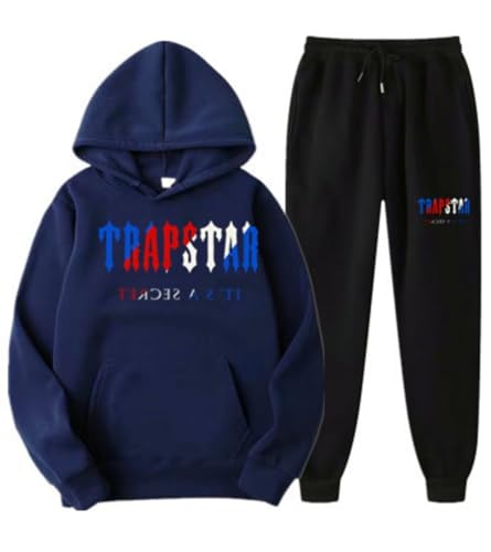 Men's and Women's Trapstar London Sportswear, Trapstar Two-Piece Sportswear Hoodie for Men and Women with Letter Print + Sports Trousers,V,XL von meec