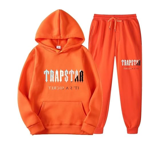 meec Trapstar Two-Piece Sportswear Hoodie for Men and Women with Letter Print + Sports Trousers, Unisex Sportswear Suit for Autumn and Winter,S,L von meec