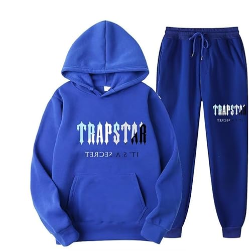 meec Trapstar Two-Piece Sportswear Hoodie for Men and Women with Letter Print + Sports Trousers, Unisex Sportswear Suit for Autumn and Winter,U,XXL von meec