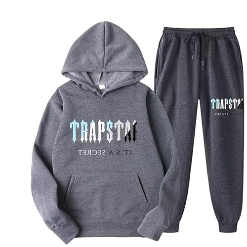 meec Trapstar Two-Piece Sportswear Hoodie for Men and Women with Letter Print + Sports Trousers, Unisex Sportswear Suit for Autumn and Winter,X,L von meec