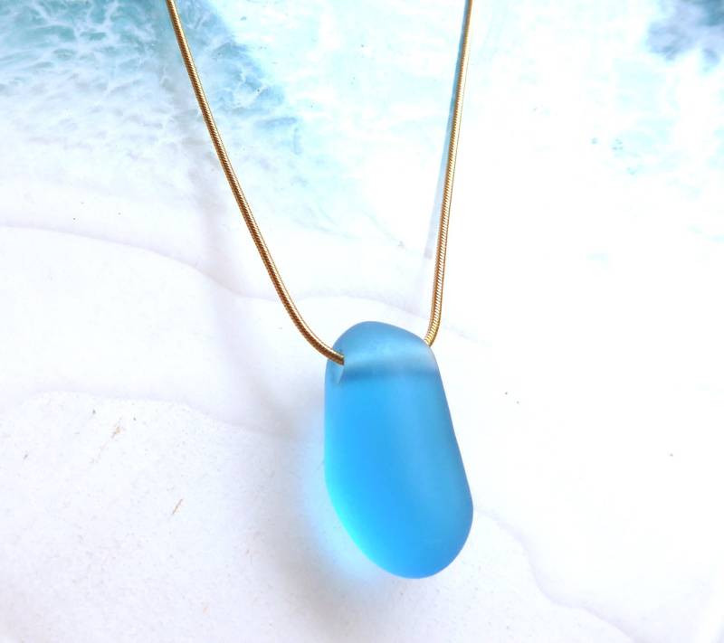 Kleiner Anhänger Mit Türkisem Seeglas Seitlicher Bohrung von meersusedesign