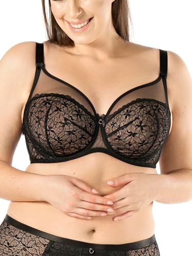 mefemi - Elisabeth Soft - Damenbüstenhalter mit Bügel, Trägern und Spitze - Minimizer - Weich - Große Größen - BH für große Busen - Unterwäsche Frauen - Dessous - Elegant - Schwarz - 80H mefemi - Elisabeth Soft - Damenbüstenhalter mit Bügel, Trägern und Spitze - Minimizer - Weich - Große Größen - BH für große Busen - Unterwäsche Frauen - Dessous - Elegant - Schwarz - 80H von mefemi