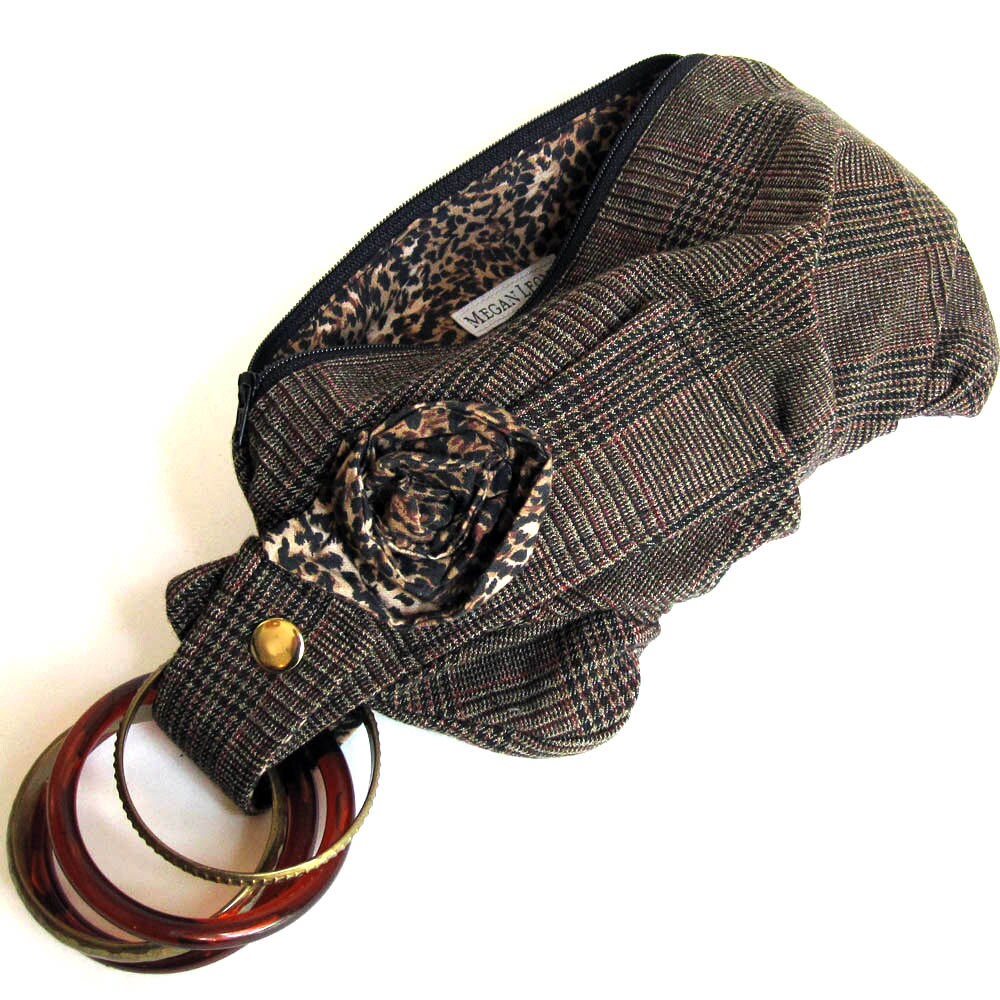 Brown Tweed & Gepard Armband Unikat Handtasche/Mrs Sherlock Holmes Geldbörse von meganleone