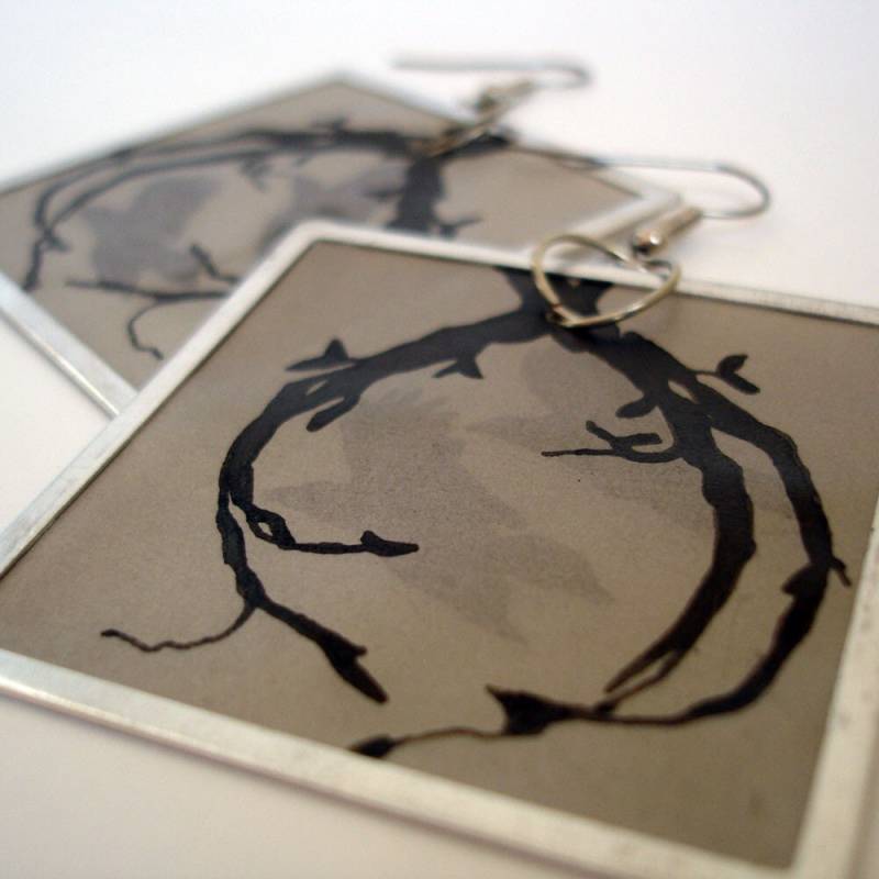 Raben Im Flug Handgezeichnete Ohrringe von meganleone