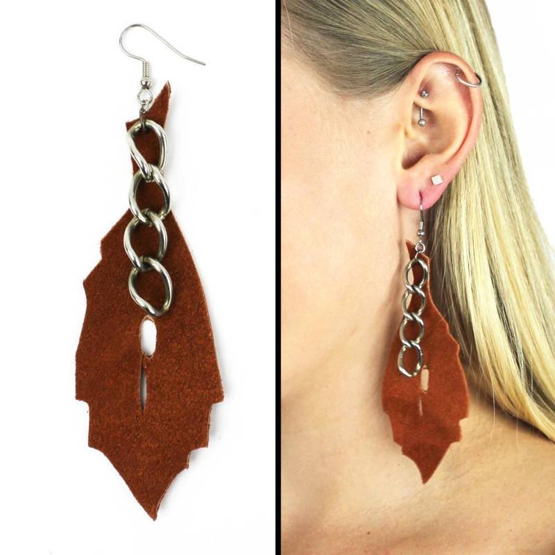 Rost Blatt & Silber Kette Ohrringe - Nachhaltiges Design von meganleone