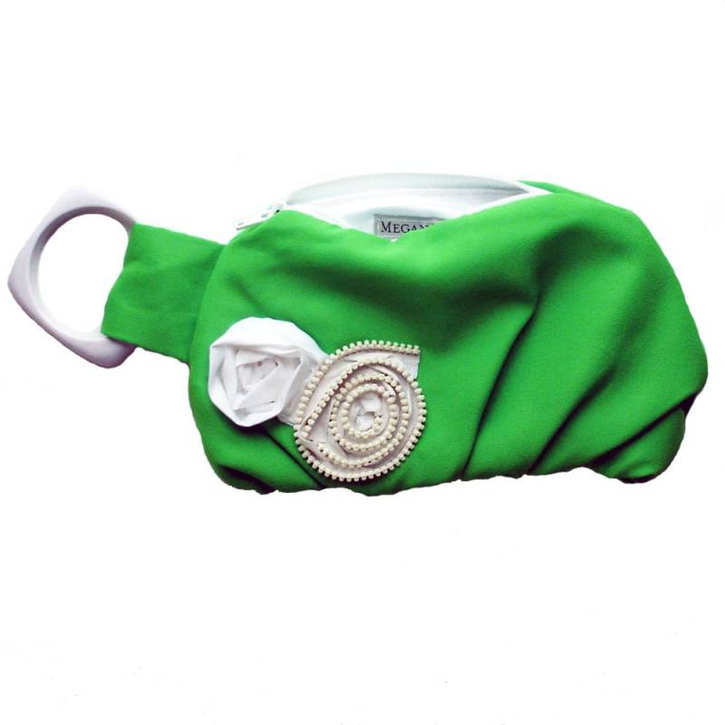 Sale Chartreuse Armband Handtasche Mit Weißen Rosetten von meganleone