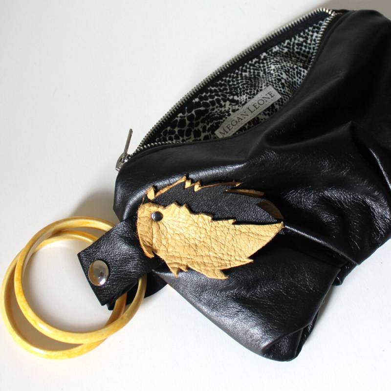 Schwarz & Butter Gelb Wiederverwendet Leder Armband Handtasche von meganleone