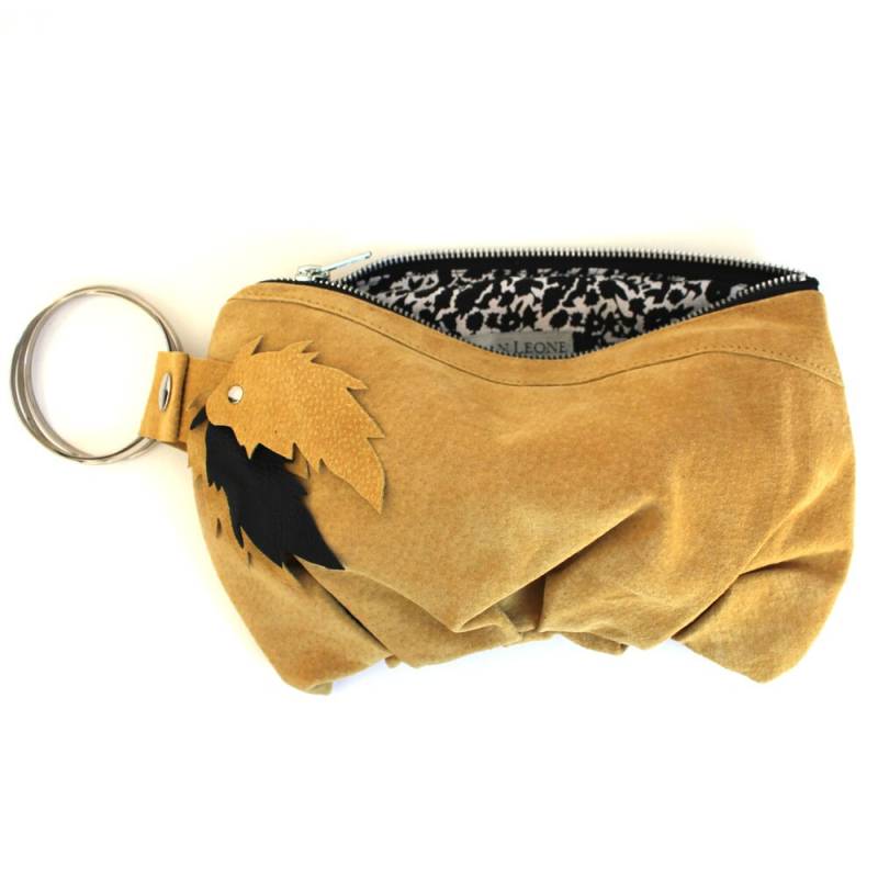 Senfgelb & Schwarz Upcycling Wildleder Armband Unikat Geldbörse von meganleone