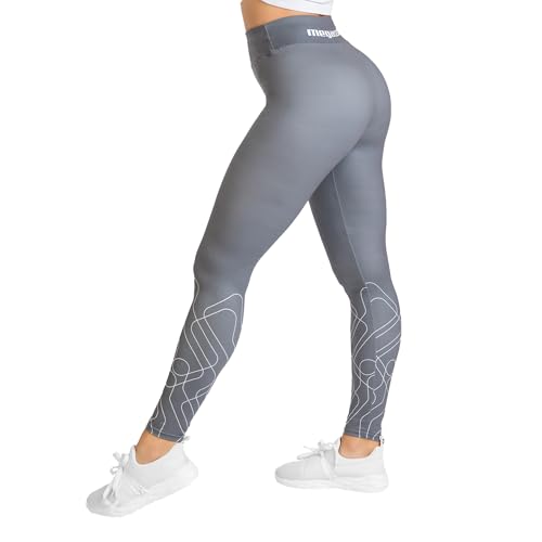 megasstic Leggings, Superweich, Glattes Material, Dehnbar, Atmungsaktiv, Komfortabel, Hohe Taille, Bauchkontrolle (DE/NL/SE/PL, Alphanumerisch, XL, XXL, Regular, Regular, Grau Logoline) von megasstic