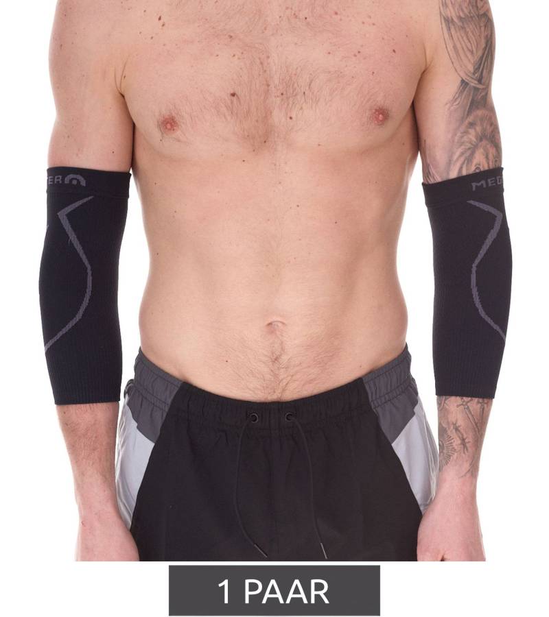 1 Paar megmeister Ellenbogen Kompressions-Manschette Beinlinge 23-32 mmHg Ellenbogenwärmer MER002 Schwarz/Grau von megmeister