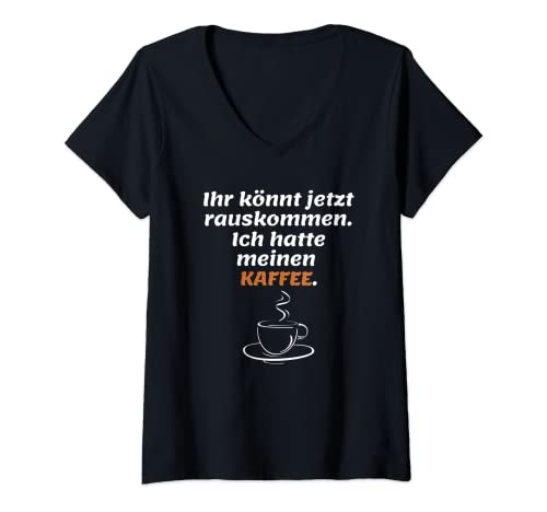 Damen Kaffee Cafè Kaffe Cafe für Damen Herren mit Lustige Sprüche T-Shirt mit V-Ausschnitt von mehr Motive von Lustige Sprüchen für Jung & Alt