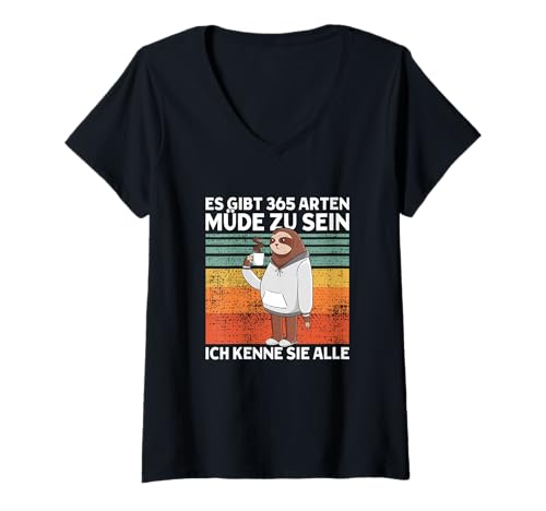 Damen Es Gibt 365 Arten Müde Zu Sein Ich Kenne Alle Süßes Faultier T-Shirt mit V-Ausschnitt Damen Es Gibt 365 Arten Müde Zu Sein Ich Kenne Alle Süßes Faultier T-Shirt mit V-Ausschnitt von >>mehr Vintage Faultier und Faultier Spruch hier