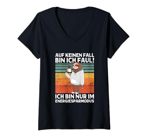 Damen Ich Bin Nur Im Energiesparmodus Süßes Faultier T-Shirt mit V-Ausschnitt Damen Ich Bin Nur Im Energiesparmodus Süßes Faultier T-Shirt mit V-Ausschnitt von >>mehr Vintage Faultier und Faultier Spruch hier