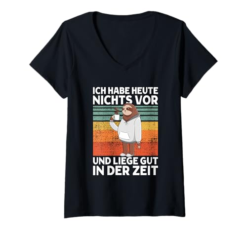 Damen Ich Habe Heute Nichts Vor Süßes Faultier T-Shirt mit V-Ausschnitt Damen Ich Habe Heute Nichts Vor Süßes Faultier T-Shirt mit V-Ausschnitt von >>mehr Vintage Faultier und Faultier Spruch hier