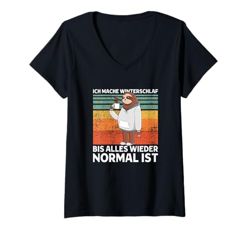 Damen Ich Mache Winterschlaf Süßes Faultier T-Shirt mit V-Ausschnitt Damen Ich Mache Winterschlaf Süßes Faultier T-Shirt mit V-Ausschnitt von >>mehr Vintage Faultier und Faultier Spruch hier