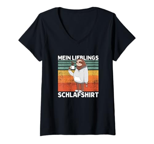 Damen Mein Lieblings Schlafshirt Süßes Faultier T-Shirt mit V-Ausschnitt Damen Mein Lieblings Schlafshirt Süßes Faultier T-Shirt mit V-Ausschnitt von >>mehr Vintage Faultier und Faultier Spruch hier