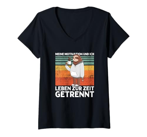 Damen Meine Motivation Und Zur Zeit Getrennt Süßes Faultier T-Shirt mit V-Ausschnitt Damen Meine Motivation Und Zur Zeit Getrennt Süßes Faultier T-Shirt mit V-Ausschnitt von >>mehr Vintage Faultier und Faultier Spruch hier