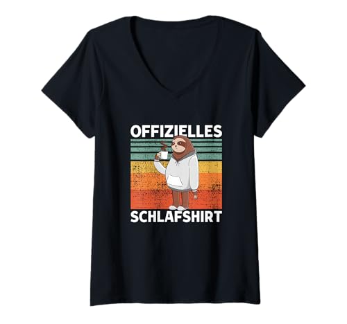 Damen Offizielles Schlafshirt Süßes Faultier T-Shirt mit V-Ausschnitt Damen Offizielles Schlafshirt Süßes Faultier T-Shirt mit V-Ausschnitt von >>mehr Vintage Faultier und Faultier Spruch hier