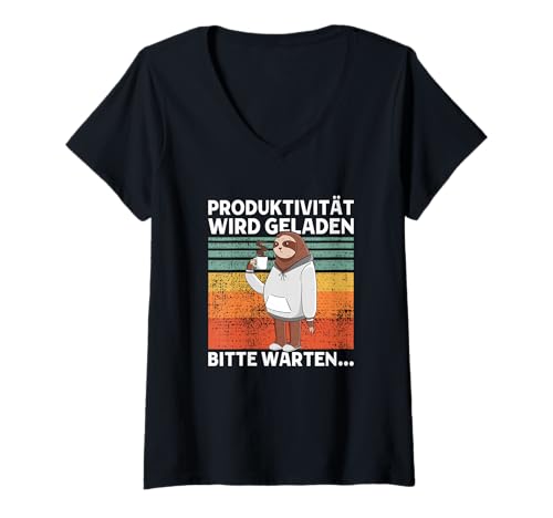 Damen Produktivität Wird Geladen Bitte Warten... Süßes Faultier T-Shirt mit V-Ausschnitt Damen Produktivität Wird Geladen Bitte Warten... Süßes Faultier T-Shirt mit V-Ausschnitt von >>mehr Vintage Faultier und Faultier Spruch hier