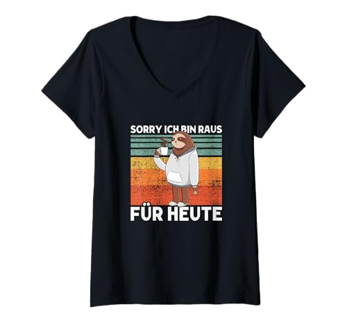 Damen Sorry Ich Bin Raus Für Heute Süßes Faultier T-Shirt mit V-Ausschnitt Damen Sorry Ich Bin Raus Für Heute Süßes Faultier T-Shirt mit V-Ausschnitt von >>mehr Vintage Faultier und Faultier Spruch hier