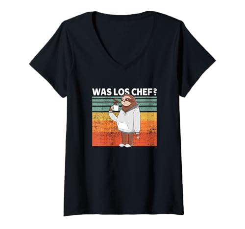 Damen was Los Chef? Süßes Faultier T-Shirt mit V-Ausschnitt Damen was Los Chef? Süßes Faultier T-Shirt mit V-Ausschnitt von >>mehr Vintage Faultier und Faultier Spruch hier