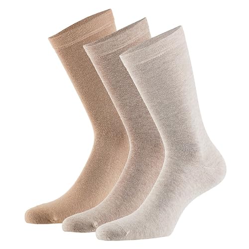 mehrstrumpf Herren & Damen 100% Bio-Anbau Socken mit Komfortbund ohne Naht (6 Paar) Beige 35-38 von mehrstrumpf