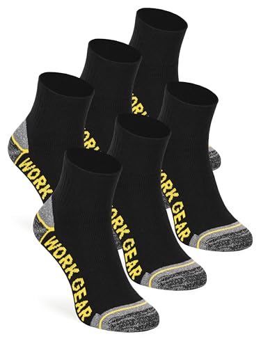 mehrstrumpf x Apollo Kurze Arbeitssocken Herren Work Socks Quarter Halbhoch Verstärkt mit Anti-Blasen Schutz aus Baumwolle (6 Paar) Multi-Schwarz 39-42 von mehrstrumpf