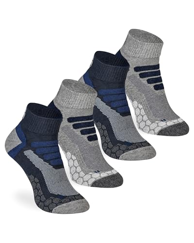 mehrstrumpf x XTREME Kurze Wandersocken Sneaker Outdoor Hiking Trekking Anti-Blasen Polsterung Vollfrottee Schutz für Herren & Damen Allwetter (4 Paar) Multi-Blau 35-38 von mehrstrumpf