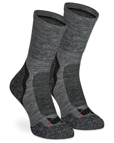 mehrstrumpf x XTREME Leichte Merino Wandersocken Outdoor Hiking Trekking Anti-Blasen Polsterung Damen & Herren Thermo-Wollsocken (2 Paar) Anthrazit 35-38 von mehrstrumpf