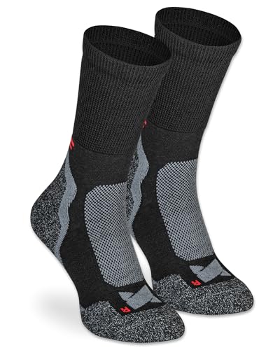 mehrstrumpf x XTREME Leichte Merino Wandersocken Outdoor Hiking Trekking Anti-Blasen Polsterung Damen & Herren Thermo-Wollsocken (2 Paar) Schwarz 42-45 von mehrstrumpf