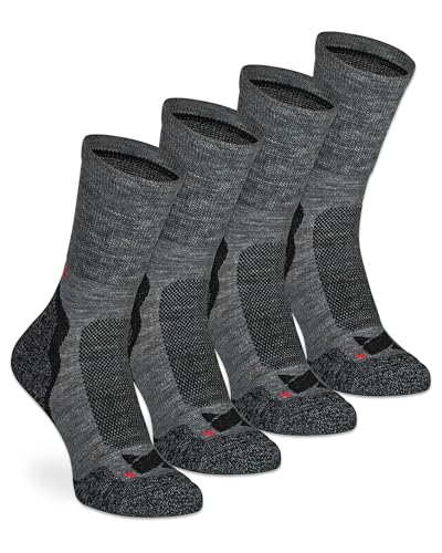 mehrstrumpf x XTREME Leichte Merino Wandersocken Outdoor Hiking Trekking Anti-Blasen Polsterung Damen & Herren Thermo-Wollsocken (4 Paar) Anthrazit 42-45 von mehrstrumpf