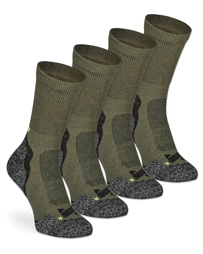 mehrstrumpf x XTREME Leichte Merino Wandersocken Outdoor Hiking Trekking Anti-Blasen Polsterung Damen & Herren Thermo-Wollsocken (4 Paar) Khaki 42-45 von mehrstrumpf