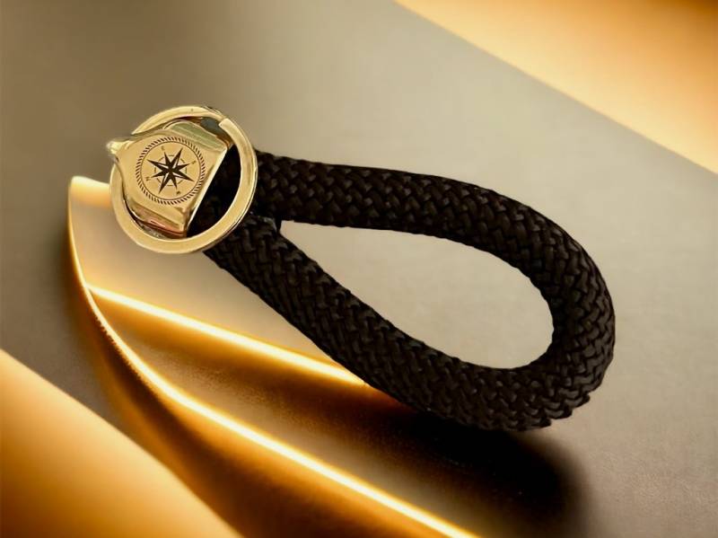 Kompassrose, Schlüsselanhänger Aus Segelseil Und Goldfarbenen Applikationen, Schönes Geschenk Für Segler Motorbootfahrer von meiTaschi