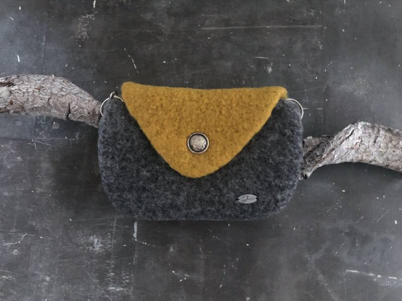 Meitaschi Gürteltasche in Grau Und Senfgelb, Für Das Handy Kleine Geldbörse Oder Make Up Medikamente Unterwegs von meiTaschi