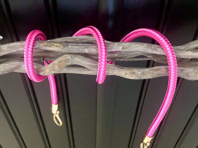 Taschenhenkel Aus Segelseil in 2-Fach Pink Mit Goldfarbenen Karabinern von meiTaschi