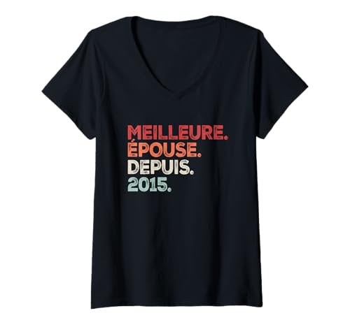 Damen Beste Ehefrau seit 2015 Hochzeit 8 Jahre Ehe Paar T-Shirt mit V-Ausschnitt Damen Beste Ehefrau seit 2015 Hochzeit 8 Jahre Ehe Paar T-Shirt mit V-Ausschnitt von meilleure épouse depuis idée cadeau mariage 8 ans